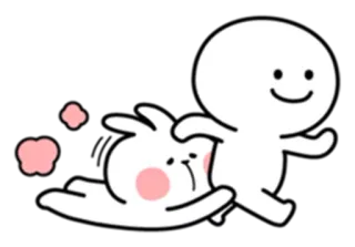 😞 Мультик, Белый, Простой, Персонаж, Минимализм, Кролик, Человечек telegram sticker