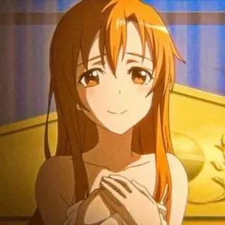 🍂 Asuna Yuuki Sword Art Online Anime, Karakter, Perempuan, Tersenyum, Kawaii, Ilustrasi whatsapp sticker