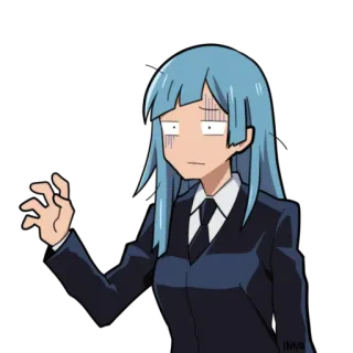 😰 anime, chica, negocios, preocupada, dibujos animados, personaje whatsapp sticker