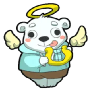 😇 Engel, Heiligenschein, Bär, niedlich, Cartoon, Tier, Figur telegram sticker