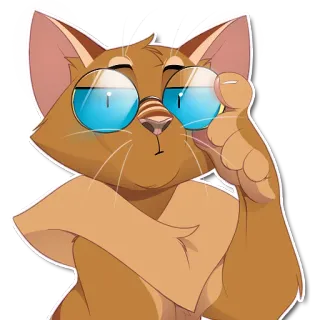 🤓 gato, gafas, pegatina, dibujo animado, animal telegram sticker