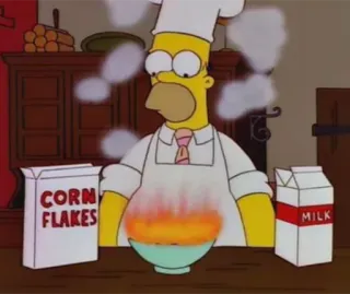 🥛 Homer Simpson The Simpsons CORN FLAKES MILK 호머 심슨, 콘푸로스트, 우유, 심슨 가족, 만화, 음식 telegram sticker
