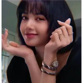 🖤 Lisa Lisa, K-pop, Blackpink, Singer, Idol, Heart sign, Finger heart whatsapp sticker