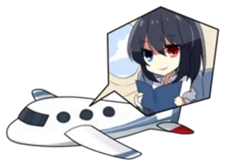 ✈ avion, animé, manga, dessin animé, voyage, lecture telegram sticker