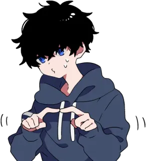 🤔 Anime, Chłopak, Słodki, Bluza z kapturem, Nerwowy telegram sticker