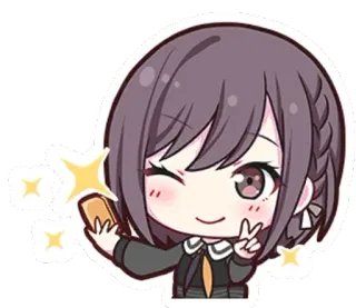 🤩 Anime, Chibi, Guiño, Signo de la paz, Lindo, Kawaii, Chica telegram sticker