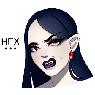 😒 vampiro, zanne, donna, malvagio, gotico, creatura, mostro telegram sticker