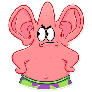 👂 Patrick Star แพทริก สตาร์, สพันจ์บ็อบ สแควร์แพนส์, การ์ตูน, โกรธ, ตลก, โก๊ะ telegram sticker