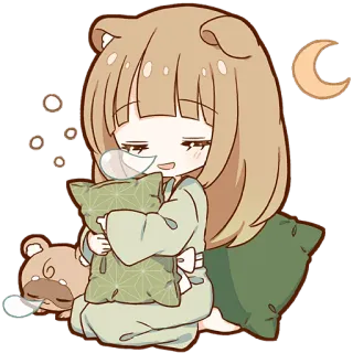 😴 schläfrig, Anime, Kawaii, süß, Kissen, Nacht, Mond whatsapp sticker
