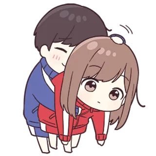 💙 couple, hug, anime, love, cartoon, cute whatsapp sticker