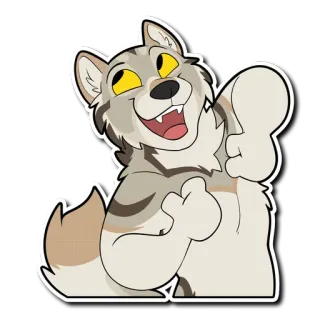 😜 Lupo, Pollice in su, Cartone animato, Carino, Animale telegram sticker