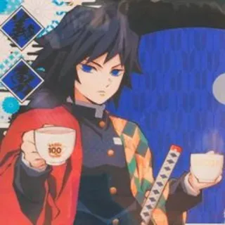 🌊 Giyu Tomioka Demon Slayer 100 Anime, Manga, Giyu Tomioka, Demon Slayer, Personaggio, Spada, Tè telegram sticker