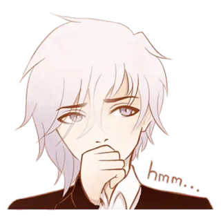 🤔 hmm... Аниме, Манга, Думает, Хмм, Персонаж, Иллюстрация, Эмоциональный whatsapp sticker