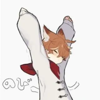 🥱 のび Anime, Orejas de Zorro, Lindo, Estirando whatsapp sticker