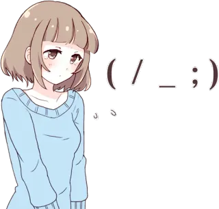 😒 (\/;_\;) สาวอนิเมะ, คาวาอิ, น่ารัก, หน้าแดง, อิโมจิ telegram sticker