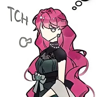 💭 TCH cartoon, woman, pink hair, dress telegram sticker