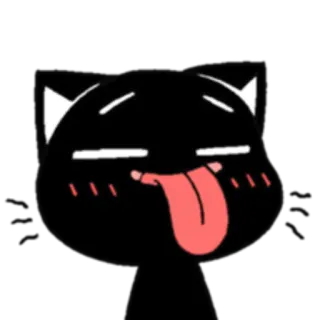 😛 cat, tongue, animal, black cat, funny, cartoon telegram sticker