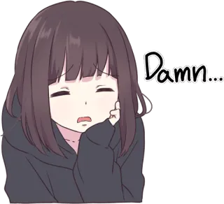 😞 Damn... anime, girl, bored, expression, damn telegram sticker