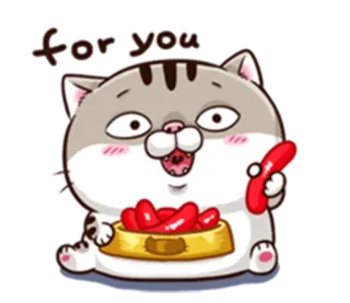 🌭 for you Katze, Tier, Essen, Süß, Kawaii, Geschenk, Präsent whatsapp sticker
