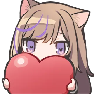 ❤️ Аниме, Девушка-кошка, Милый, Каваи, Сердце, Любовь, Аниме стикер telegram sticker