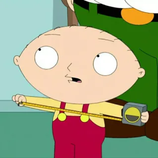 🧸 Stewie Griffin Family Guy cartoon, baby, Stewie Griffin, Family Guy, measuring tape, funny, character telegram sticker