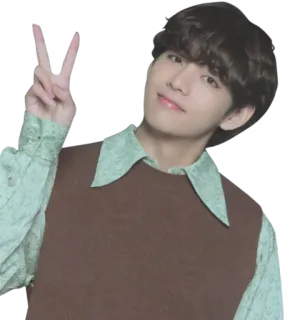 ✌️ V kpop, bts, idol, peace sign, singer, celebrity, male telegram sticker