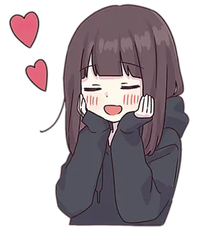 😍 anime girl, smiling, hearts, happy, cute, cartoon, kawaii telegram sticker