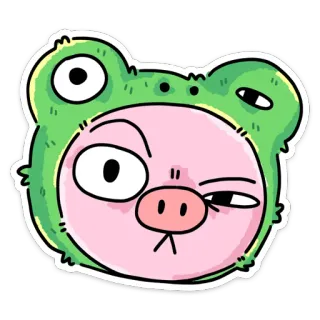 🤨 猪, 青蛙, 卡通, 贴纸, 动物, 可爱 telegram sticker