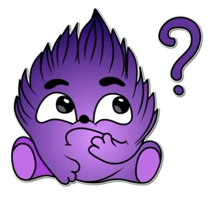 😯 fioletowy, słodki, kreskówka, znak zapytania, myślenie, kawaii telegram sticker