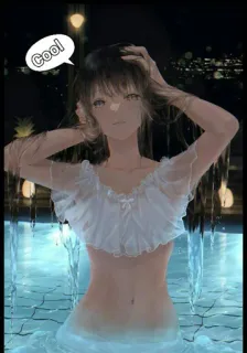 🌀 Cool アニメガール, プール, 水, リラックス, クール telegram sticker