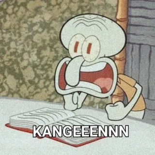 🌟 Squidward Tentacles SpongeBob SquarePants KANGEEEENNN Carlo Tentacule, Bob l'éponge, dessin animé, drôle, mème whatsapp sticker