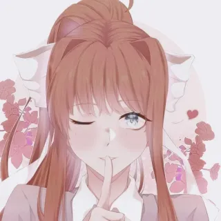 📄 Monika Doki Doki Literature Club Animé, Chut, Mignon, Jeu vidéo, Fille telegram sticker