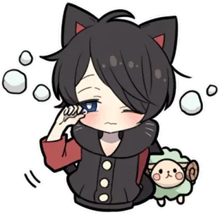 😪 Anime, Katzenohren, Schaf, Niedlich, Kawaii, Sticker, Schläfrig whatsapp sticker