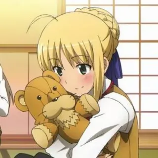 💙 Saber Fate/stay night Anime, Personaje, Fate, Oso de peluche, Dibujos animados telegram sticker