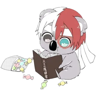 📖 えろの魔道書 Anime, Koala, Buku, Permen, Lucu whatsapp sticker