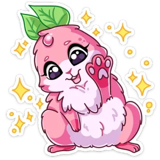 👋 น่ารัก, สัตว์, ประกาย, คาวาอิ, การ์ตูน, สีชมพู, ภาพประกอบ, สติกเกอร์ telegram sticker