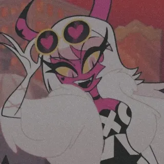 💖 Millie Helluva Boss Helluva Boss, Millie, animowany, kreskówka, demon, imp, okulary serca telegram sticker
