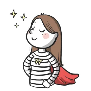 👍 Dessin animé, Super-héros, Femme, Cape, Illustration, Autocollant telegram sticker