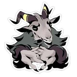 😒 capra, animale, corna, sorrisetto, cartone animato telegram sticker