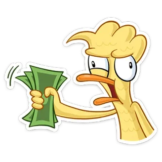 💵 dibujo animado, pato, dinero, efectivo, avaricia, enojado, ilustración, personaje whatsapp sticker