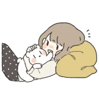 🌟 fille, ours, câlin, mignon, dessin animé, illustration, kawaii telegram sticker