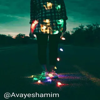 😍 @Avayeshamim luzes, pessoa, noite, escuro, estrada, nome de usuário whatsapp sticker
