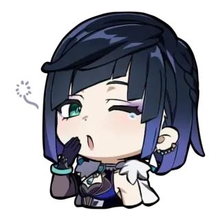 🥱 Yelan Genshin Impact jeu vidéo, fan art, Genshin Impact, Yelan, personnage, animé, mignon whatsapp sticker