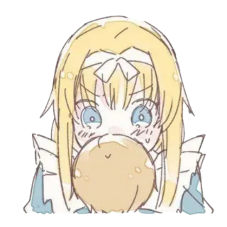 😰 Alice Zuberg Sword Art Online Anime, Personaje, Comiendo, Sword Art Online, Alice Zuberg, Dibujos animados whatsapp sticker