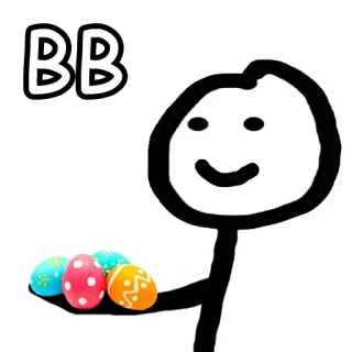 🥚 BB cartoni animati, uova, pasqua, felice, omino stilizzato telegram sticker