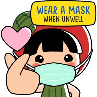 😷 WEAR A MASK WHEN UNWELL masque, santé, malade, covid, pandémie telegram sticker