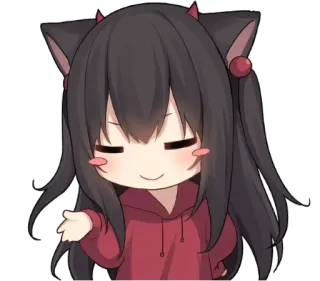 😌 Anime, Katzenmädchen, Niedlich, Kawaii, Anime Mädchen, Sticker, Manga telegram sticker