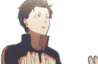 😯 Subaru Natsuki Re:Zero anime, confused, embarrassed, worried, shocked telegram sticker