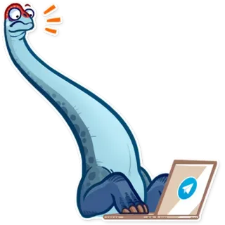 👌 dinosaur, computer, cartoon, funny, animal, digital, laptop telegram sticker