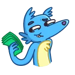 🤑 漫画, 動物, 狼, お金, 現金, 青 telegram sticker